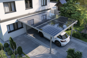 Vert Energies - pergola avec panneaux solaire et maison individuelle